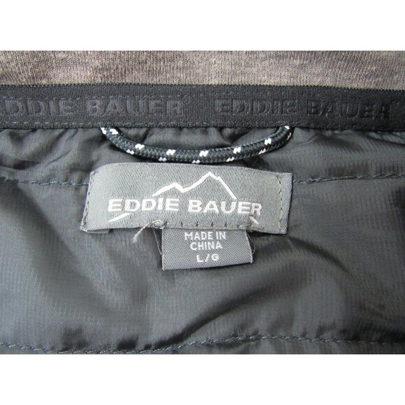 Eddie Bauer Womens Sweater L Grey Black Puffer Long Sleeve Half Zip Up - Picture 4 of 6